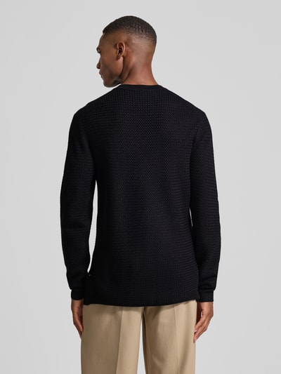 CG - Club of Gents Gebreide pullover van wolmix met ronde hals Marineblauw - 5