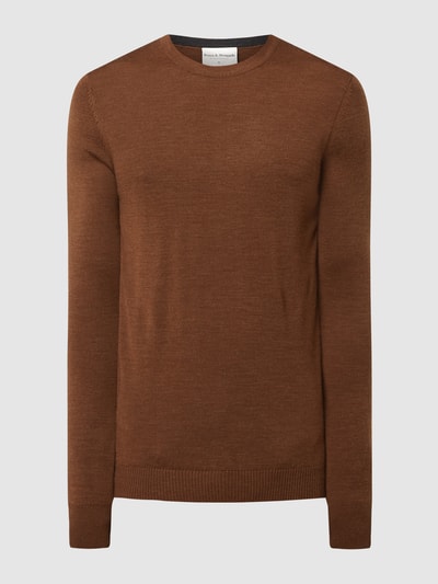 Bruun & Stengade Pullover aus Merinowollmischung Modell 'Jupiter' Cognac 2