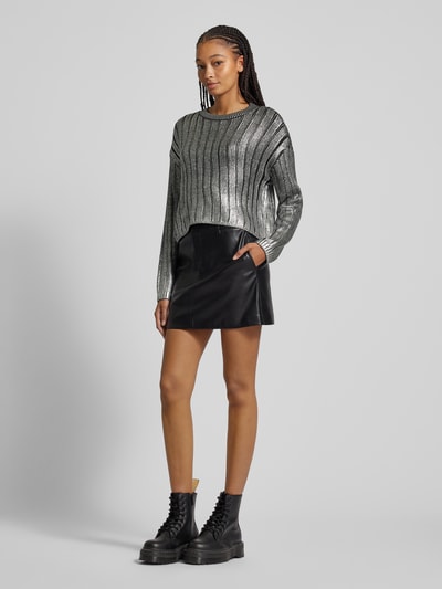 Only Comfort fit gebreide pullover in metallic look, model 'Kama' Zwart - 1