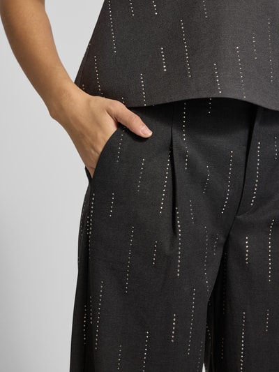 Gestuz Stoffhose mit Ziersteinbesatz Modell 'adira' Dunkelgrau Melange 3