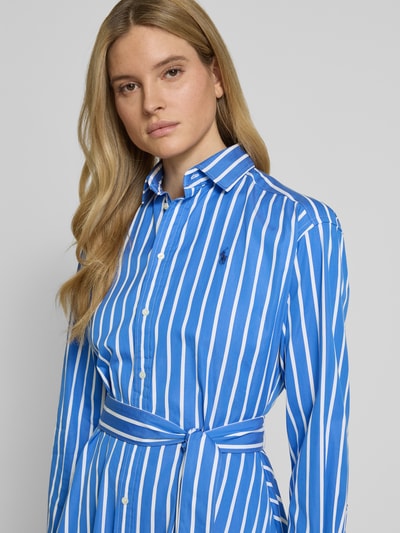 Polo Ralph Lauren Knielange jurk met strikceintuur, model 'ELA' Blauw - 3