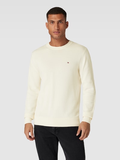 Tommy Hilfiger Strickpullover mit Label-Stitching Modell 'CHAIN' Offwhite 4