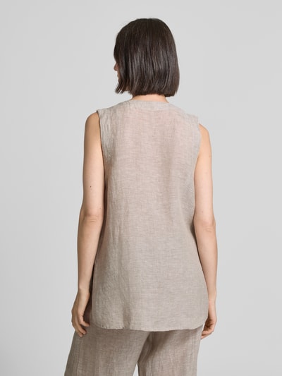 Christian Berg Woman Blusentop aus Leinen mit Knopfleiste Beige 5