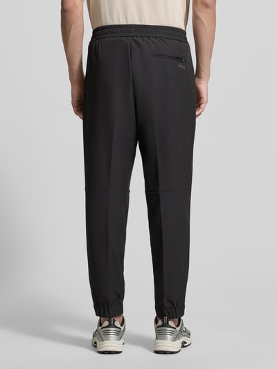BOSS Green tapered fit stoffen broek met tunnelkoord model 'T_FLEX' Zwart - 5
