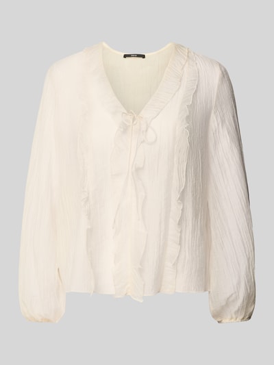 Zero Regular Fit Bluse mit V-Ausschnitt und Schnürung Ecru 2
