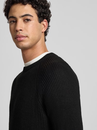 JACK & JONES Sweter z dzianiny z okrągłym dekoltem model ‘PANNEL’ Czarny 3