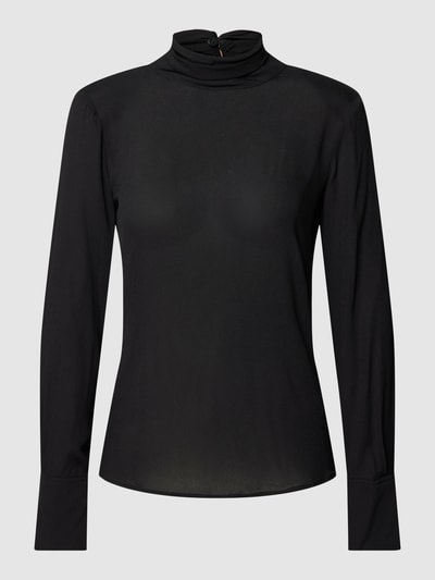 Mango Blusenshirt mit Stehkragen Modell 'LULA' Black 2