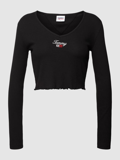 Tommy Jeans Cropped Longsleeve in Ripp-Optik Modell 'BABY' Schwarz 2