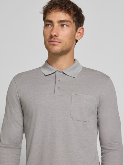 Christian Berg Men Regular fit poloshirt in design met lange mouwen Middengrijs - 3