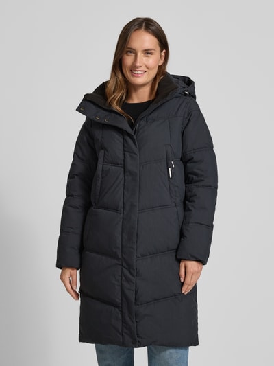 khujo Gewatteerde lange jas met capuchon, model 'Graya' Marineblauw - 4