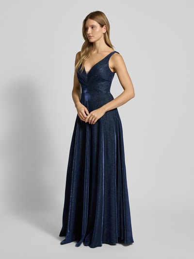 Luxuar Abendkleid mit V-Ausschnitt Marine 1