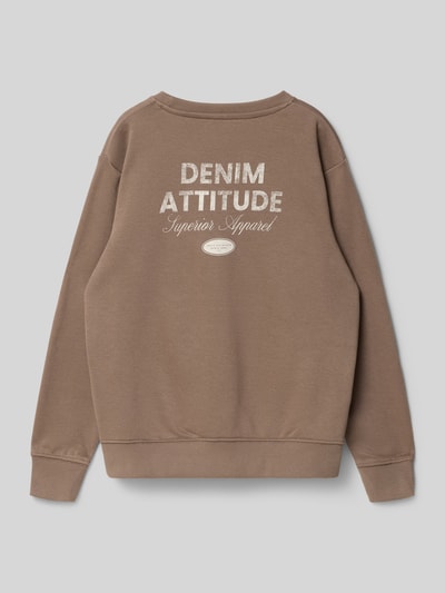 JACK & JONES Sweatshirt mit Label-Print Modell 'DOVER' Hellbraun 3