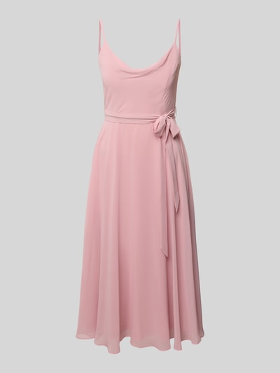 Jake*s Cocktail Knielanges Cocktailkleid mit Bindegürtel Rosa 2