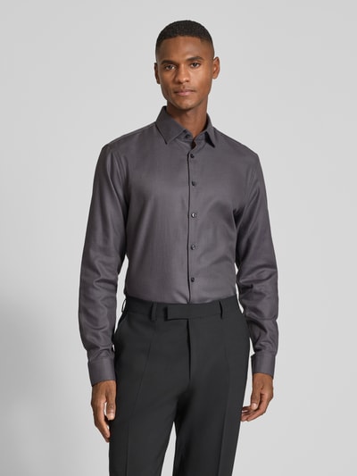 Jake*s Slim Fit Business-Hemd mit Knopfleiste Anthrazit 4