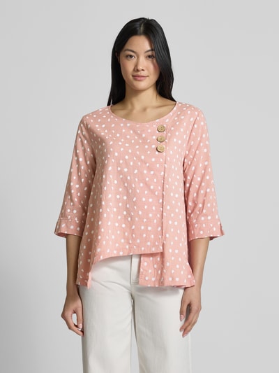 Apricot Blusenshirt mit kurzer Knopfleiste Rosa 4