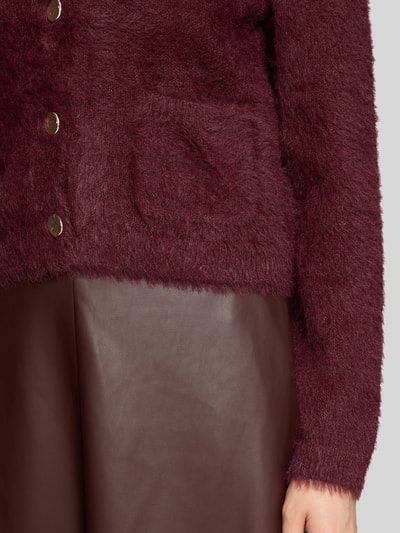 ROBE LÉGÈRE Regular fit gebreid jack van katoenmix Bordeaux - 6