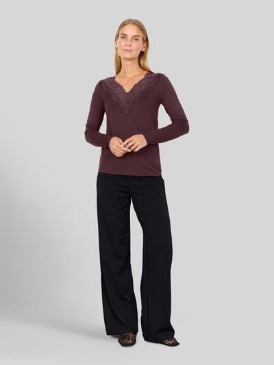 Soyaconcept Slim fit shirt met lange mouwen van lyocellmix model 'Marica' Donkerbruin - 1