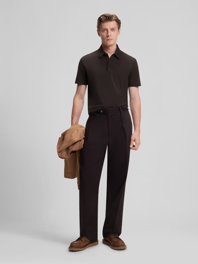 BOSS Regular Fit Poloshirt aus Baumwolle-Seiden-Mix Modell 'PARRIS' - BECKHAM x BOSS Dunkelbraun 1