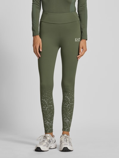 EA7 Emporio Armani Super skinny fit legging met labelprint Olijfgroen - 4