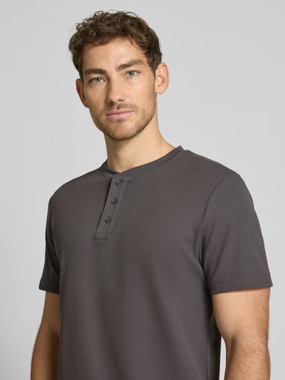 Tom Tailor Denim Regular Fit T-Shirt in Waffelstruktur Anthrazit 3