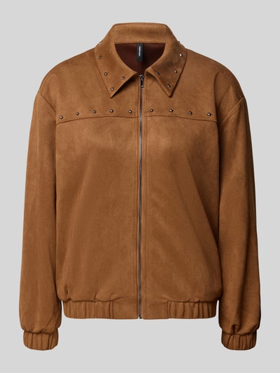Produktfoto, Regular Fit Bomberjacke mit Nieten Modell 'ANDREA' von Vero Moda, efekt: jednolity kolor, krój regular fit, zamek błyskawiczny, nity, długi rękaw, elastyczne ściągacze, wpuszczane kieszenie