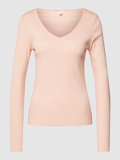 QS Longsleeve mit abgerundetem V-Ausschnitt Rosa 2