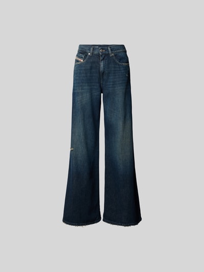 Produktfoto, Jeans mit 5-Pocket-Design von Diesel in Dunkelblau, weiter lockerer Schnitt, Baumwoll-Lyocell-Mix, sichtbare Label-Details