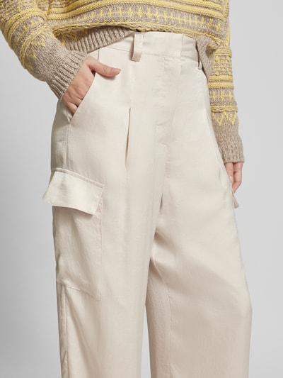 Bash Wide Leg Cargohose in schimmerndem Design Modell 'CARY' Ecru 3