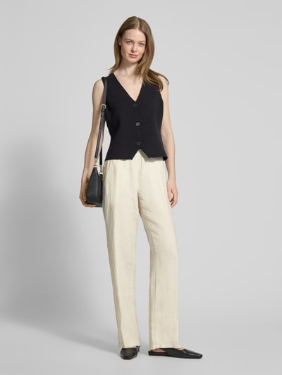 Brax Straight Leg Leinenhose mit Bindegürtel Modell 'STYLE.FARINA' Beige 1