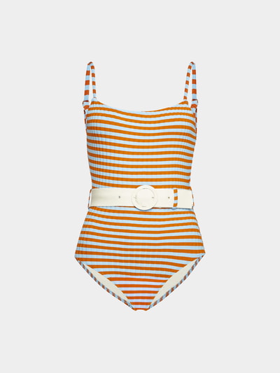 Solid & Striped Swimsuit The Nina mit Gürtel in Sky Riad Multi Stylebop 1