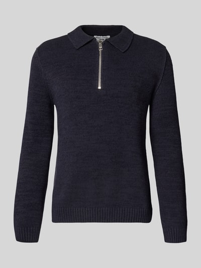 Marc O'Polo Denim Relaxed Fit Strickpullover im Polo-Stil aus Baumwoll-Mix Marine 2