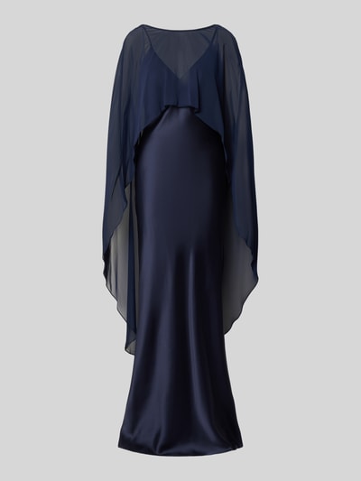 Produktfoto, avondjurk met stola van SWING, donkerblauw, Materiaalmix met stretch, recht model, maxi-jurk, V-hals, spaghettibandjes, Ruglengte bij maat 36 126 cm, Borstwijdte bij maat 36 44 cm