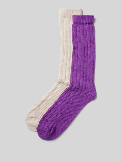 Jake*s Casual Socken mit geripptem Abschluss Violett 1