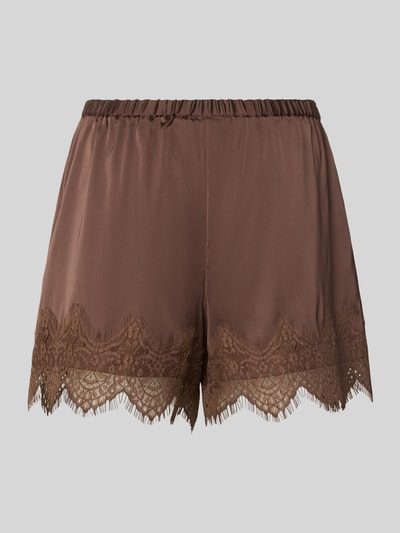 Jake*s Casual Regular Fit Pyjama Shorts mit Spitzenbesatz Modell 'SH076' Dunkelbraun 3