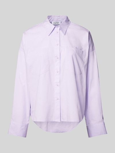 Esprit Bluzka koszulowa o kroju oversized z nakładanymi kieszeniami na piersi Lawendowy 2