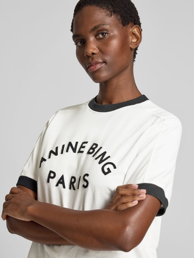 Anine Bing Regular Fit T-Shirt mit Logo-Print Ecru 3