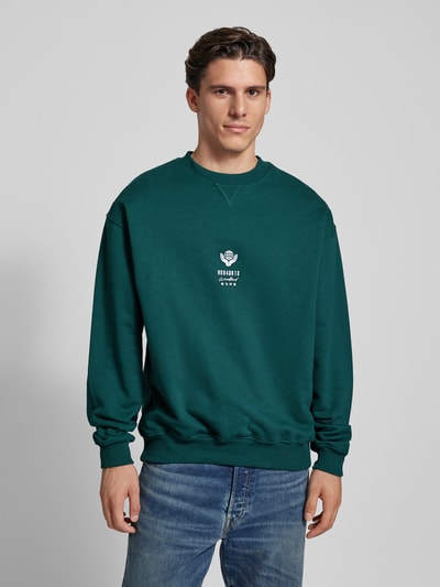 WOODBIRD Sweatshirt met labelstitching, model 'CANE' Donkergroen - 4