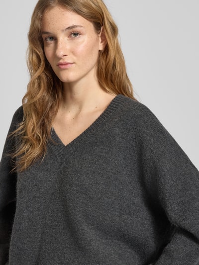 Only Regular fit gebreide pullover met wol, model 'MARI' Antraciet gemêleerd - 3