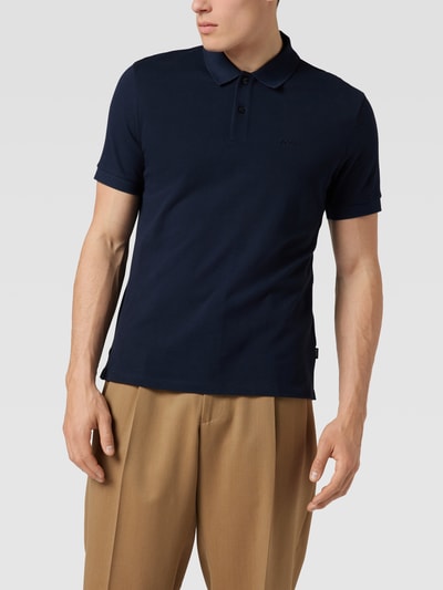 BOSS Poloshirt met labelstitching, model 'Pallas' Donkerblauw - 4