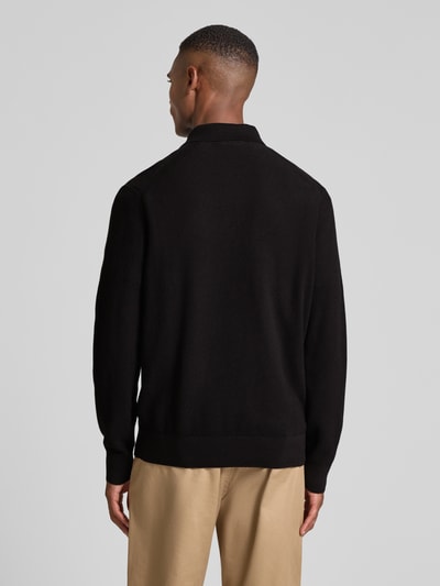 Lacoste Regular fit gebreide pullover in wafellook  Zwart - 5