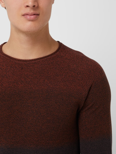 Jack & Jones Gebreide pullover met labelpatch, model 'HILL' Donkerbruin - 3