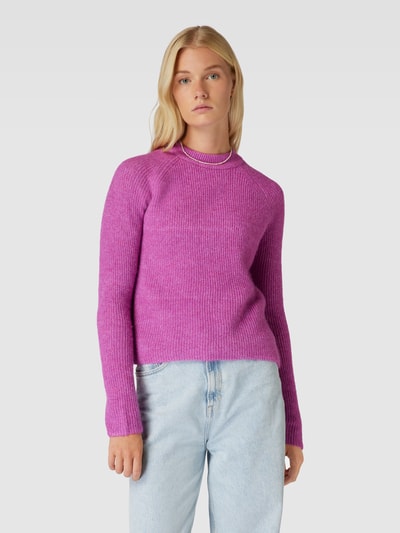 Pieces Sweter z dzianiny z raglanowymi rękawami model ‘ELLEN’ Fioletowy melanż 4