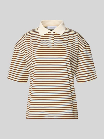 Produktfoto, Relaxed Fit Poloshirt im Allover-Look von Rich & Royal, koszulka polo z bawełny, krój relaxed fit, wzór na całej powierzchni, listwa guzikowa, długość tyłu w rozmiarze S: 60 cm