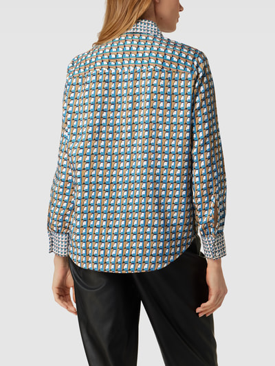 BOSS Orange Blouse met all-over motief, model 'Belizza' Bleu - 5