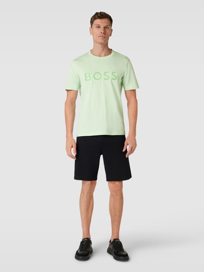 BOSS Green T-shirt met labelprint Lichtgroen - 1