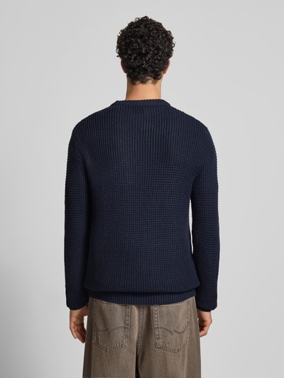 Jack & Jones Strickpullover mit gerippten Abschlüssen Modell 'LINK' Marine 5