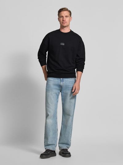 HUGO Regular Fit Sweatshirt aus reiner Baumwolle Modell 'DELASTCREW' Black 1