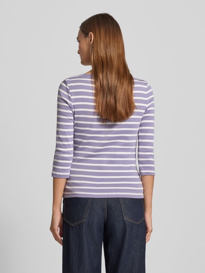 Tommy Hilfiger Bluzka o kroju slim fit z czystej bawełny z rękawem o dł. 3/4 Lawendowy 5