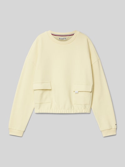 Tommy Hilfiger Teens Sweatshirt met labelstitching Lichtgeel - 1