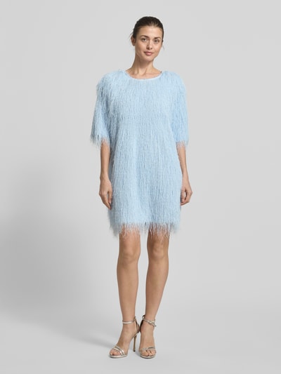 Cph Muse sukienka mini z frędzlami model 'FALLON' Jasnoniebieski 1